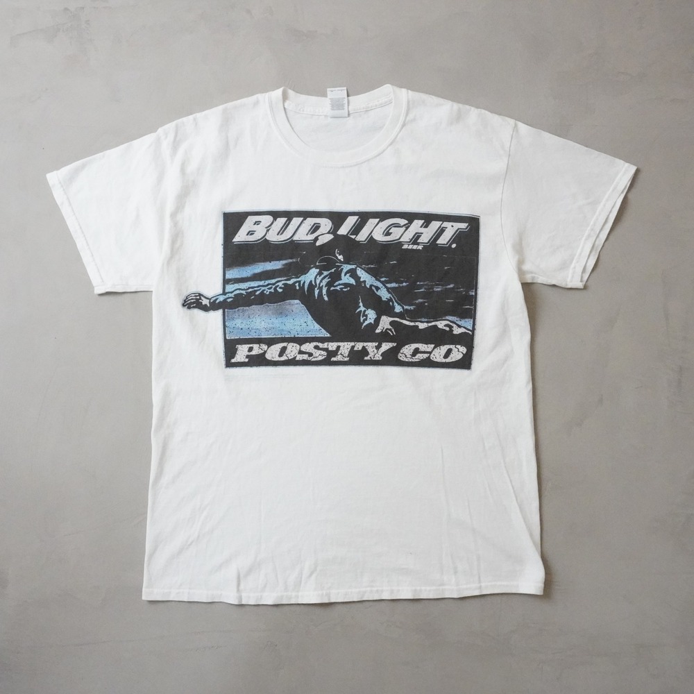 Bud Light Posty Co Post Malone T-Shirt Large Mens White Graphic Beer Promo Tee
